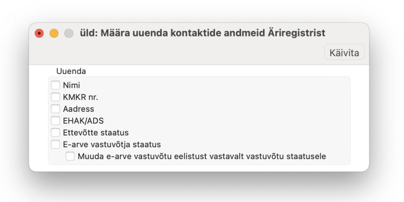 Kontaktide registri värskendamine Äriregistri päringuga, juhendi lk 8