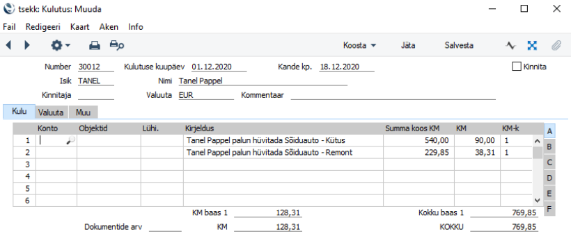 Kuluaruanded, juhendi lk 11