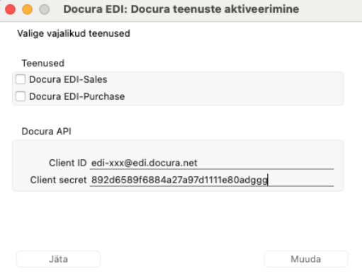 Docura API ühenduse aktiveerimine, juhendi lk 5