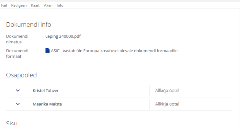 Allkirjastamine lepingu näitel, juhendi lk 8