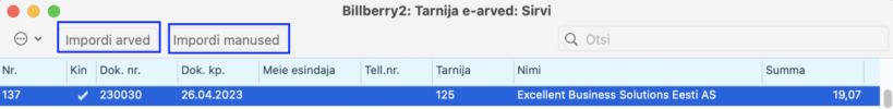 Manuaalne tarnija e-arvete päring (ülevaade), juhendi lk 9