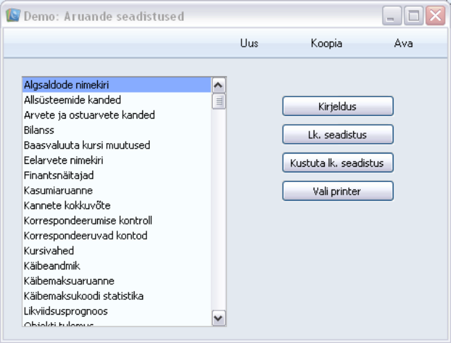 Aruannete seadistused, juhendi lk 21