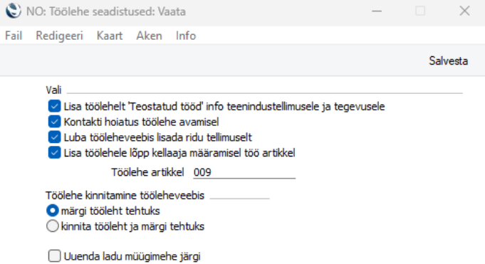 Töölehe seadistused, juhendi lk 30