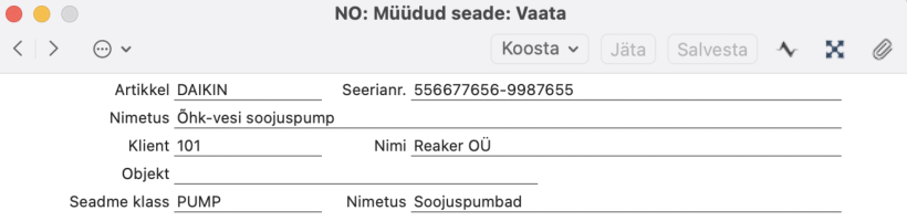 Müüdud seadmed (Registrid), juhendi lk 33