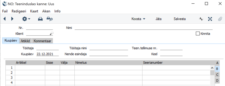 Teeninduslao kanded (Registrid), juhendi lk 60