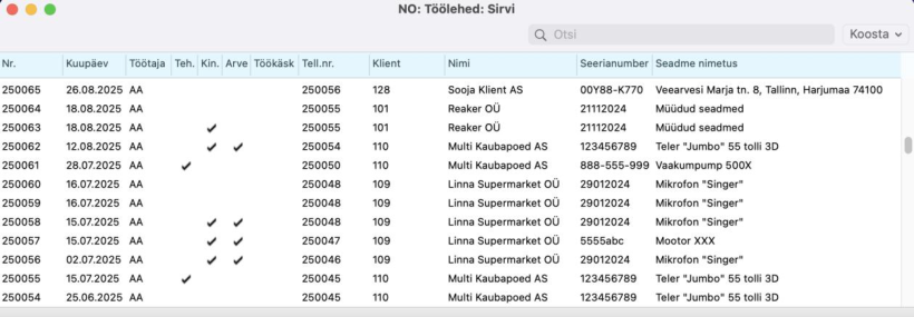 Töölehed, juhendi lk 71