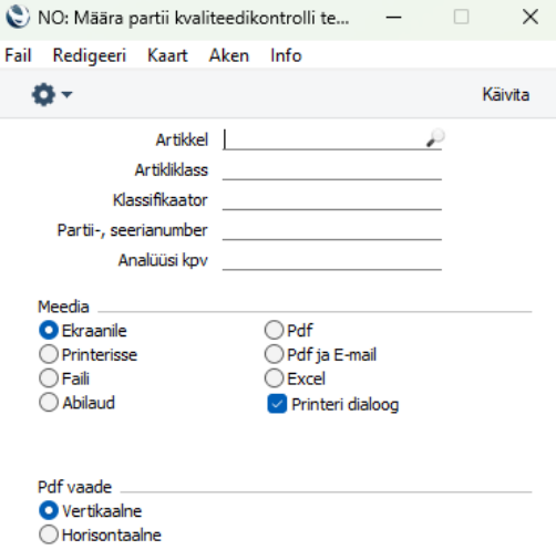 Partii kvaliteedikontrolli testid (Aruanded), juhendi lk 94