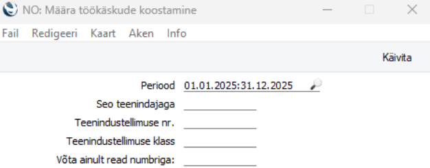 Koosta töökäsud, juhendi lk 113