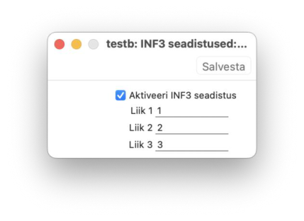 1.1.  Müügiarved > Seadistused > INF3 seadistused, juhendi lk 3