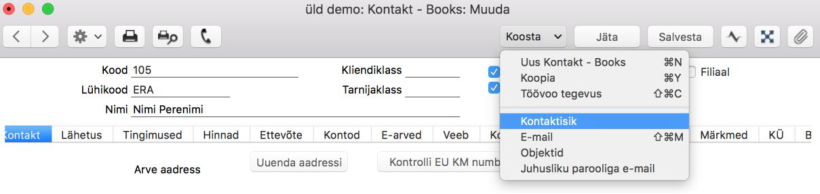 1.2.  Koolitatava Kontakti kaart ja kontaktisikuga sidumine, juhendi lk 4