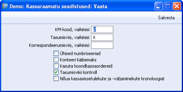 Kassaraamatu seadistused, juhendi lk 6