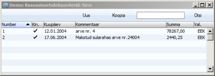 Sissetuleku- ja Väljaminekuorderite registrid, juhendi lk 15