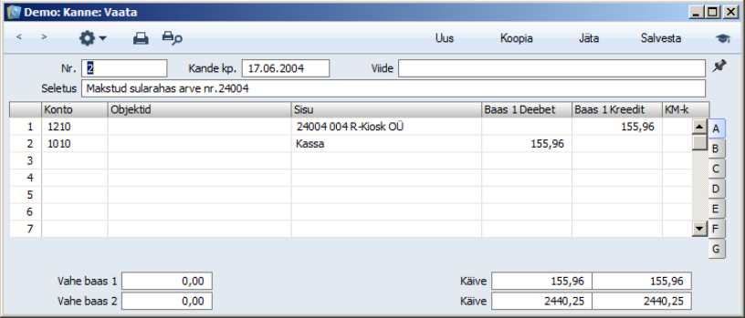 Sissetuleku- ja Väljaminekuorderite registrid, juhendi lk 36