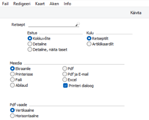 Retseptide kuluarvestus, juhendi lk 18