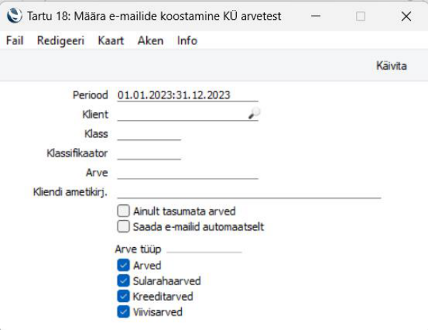 Koosta e-mailid KÜ arvetest, juhendi lk 17