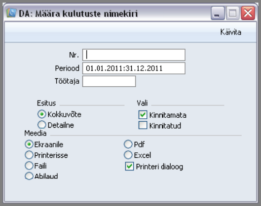 Kulutuste nimekiri, juhendi lk 6
