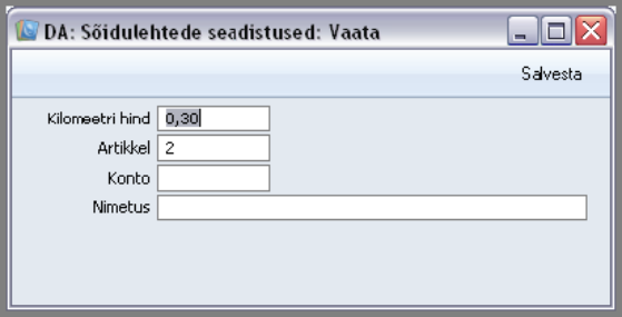 Sõidulehe seadistused, juhendi lk 17