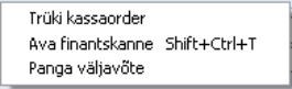 Operatsioonide menüü (Väljamaksed), juhendi lk 26