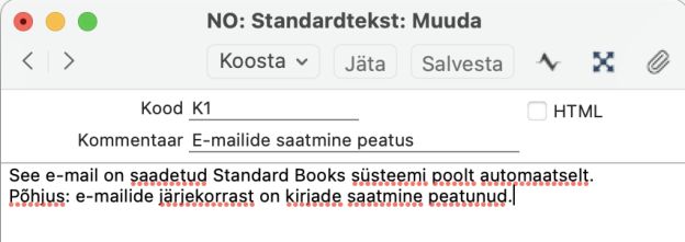 Seadistus „Süsteemisisesed teated“, juhendi lk 11