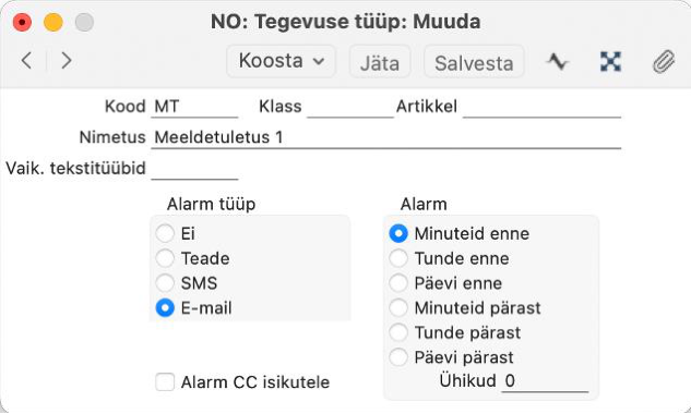 Seadistus „Süsteemisisesed teated“, juhendi lk 11