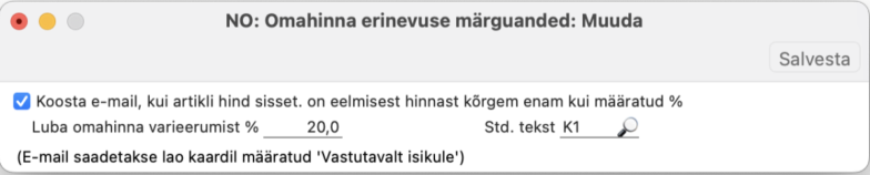 Seadistus „Omahinna varieerumise märguanded“, juhendi lk 12