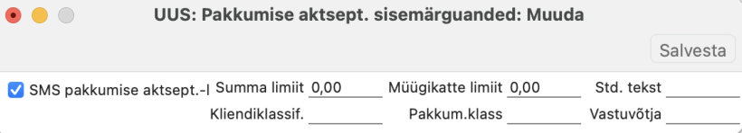 Seadistus „Pakkumise aktsept. sisemärguanded“, juhendi lk 17
