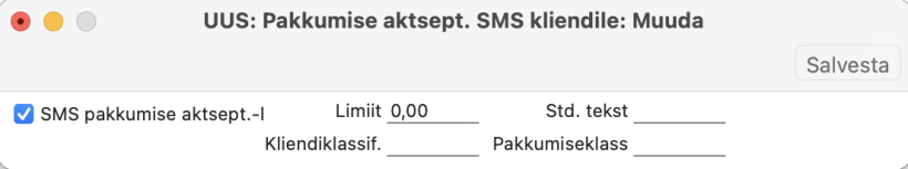 Seadistus „Pakkumise aktsept. SMS kliendile“, juhendi lk 18