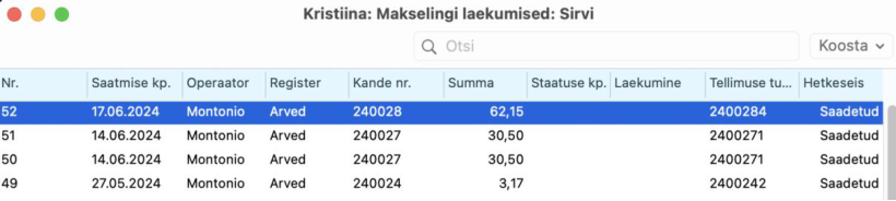 Makselingi  laekumised, juhendi lk 7