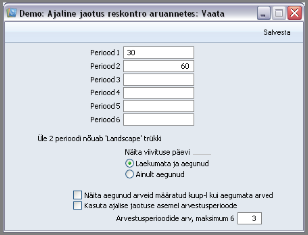 Ajaline jaotus aruannetes, juhendi lk 64