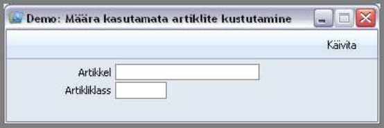 Kustuta kasutamata artiklid, juhendi lk 100