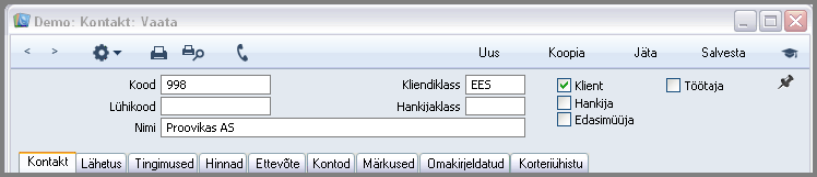 Kontaktide sisestamine, juhendi lk 175
