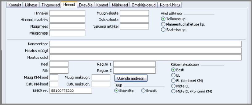 Kontaktide sisestamine, juhendi lk 187
