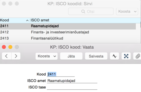 1.7. ISCO koodid, juhendi lk 12