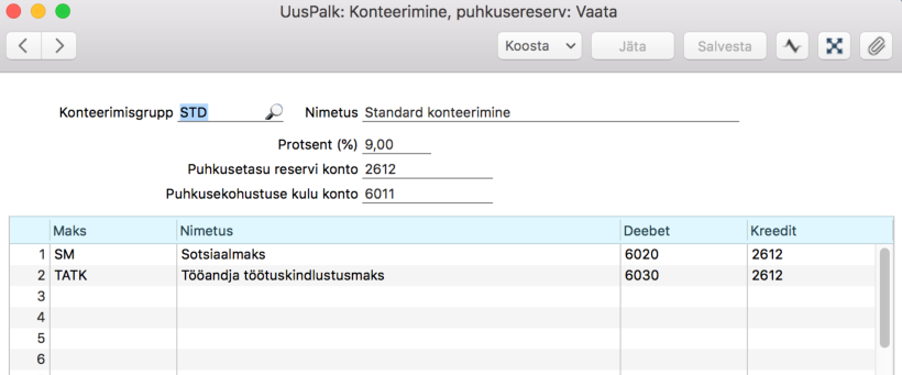 1.10. Konteerimine, puhkusereserv, juhendi lk 19