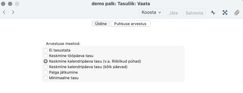 1.26. Tasuliigid, juhendi lk 35