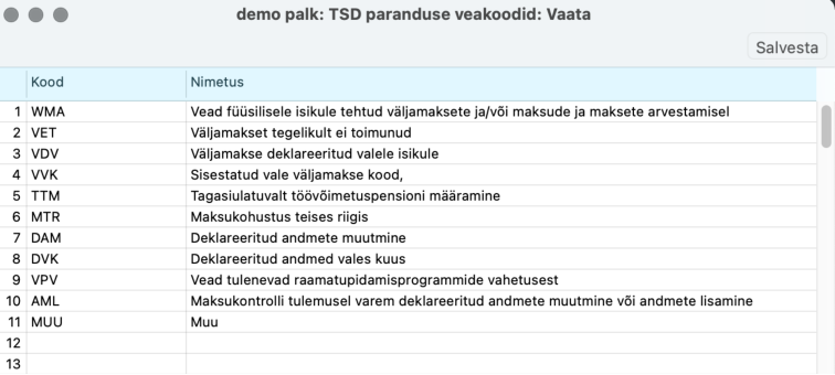 1.28. TSD paranduse veakoodid, juhendi lk 36