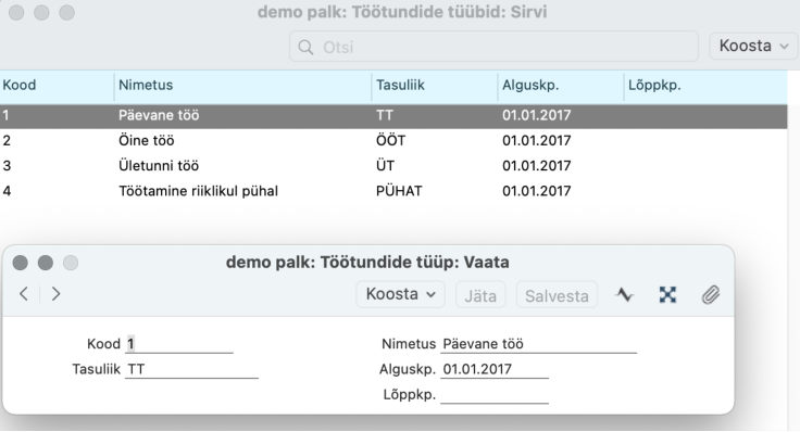 1.31. Töötundide tüübid, juhendi lk 39
