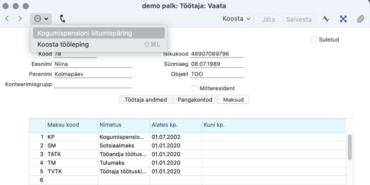 2.1.1. Kogumispensioni II samba liitumispäring, juhendi lk 47