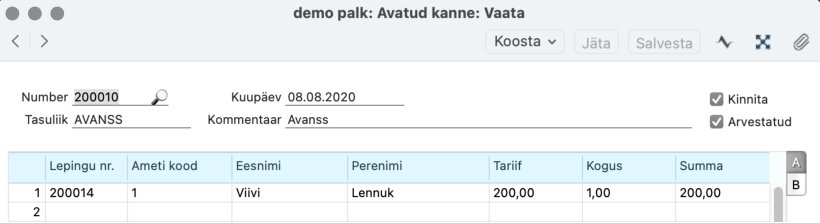 2.3.1. Avanss, juhendi lk 61