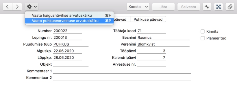 2.6.1. Haigusraha arvutamine juhul, kui tööleping on kestnud alla 6 kuu, juhendi lk 70