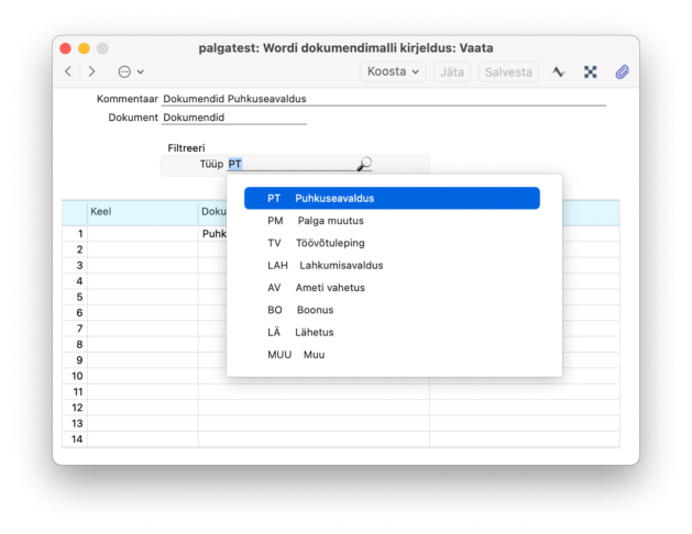 2.9.1 Wordi dokumendimallid Dokumentide registris, juhendi lk 81