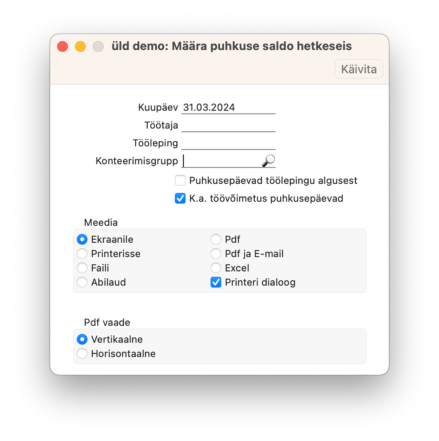 3.4. Puhkuse saldo hetkeseis, juhendi lk 88