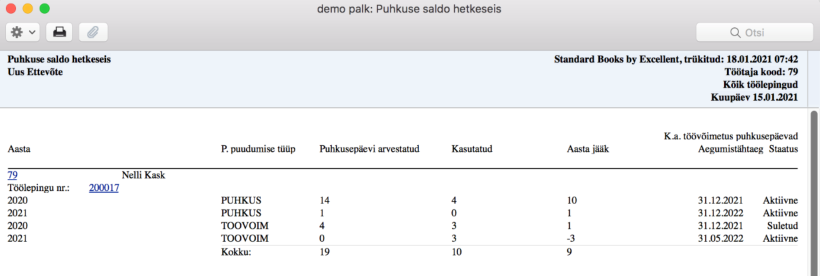 3.4. Puhkuse saldo hetkeseis, juhendi lk 89