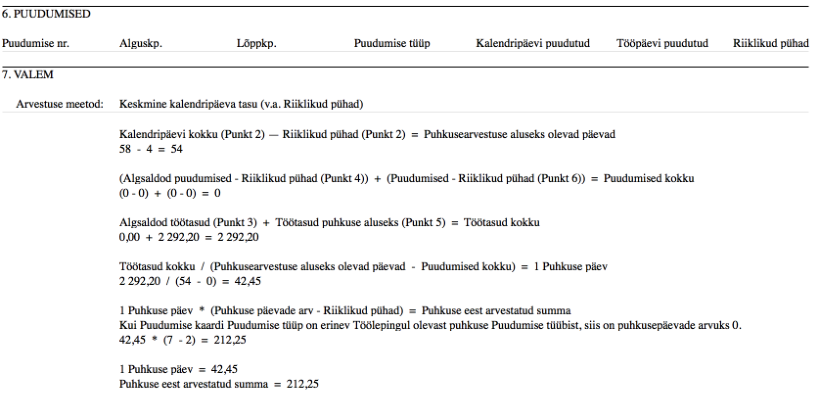 3.5. Puhkusearvestuse arvutuskäik, juhendi lk 90
