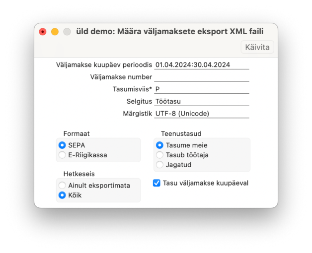 4.4. Väljamaksete eksport XML faili, juhendi lk 120