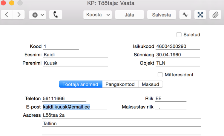5.4. Koosta e-mailid palgaarvestustest, juhendi lk 123