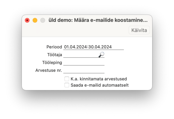 5.4. Koosta e-mailid palgaarvestustest, juhendi lk 124