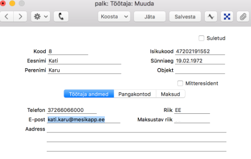 5.6. Koosta palgasedeli e-mailid, juhendi lk 127