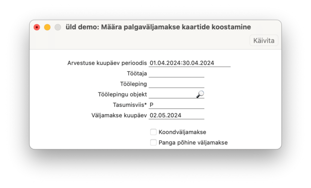 5.7. Koosta palgaväljamakse kaardid, juhendi lk 128