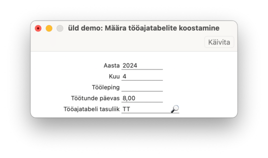 5.12. Koosta tööajatabelid, juhendi lk 134